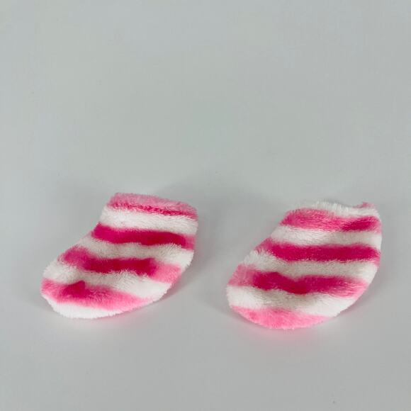 White And Pink Stripe Ankle Height Fluffy Socks for 18 Inch Dolls - GUC - Picture 9 of 12